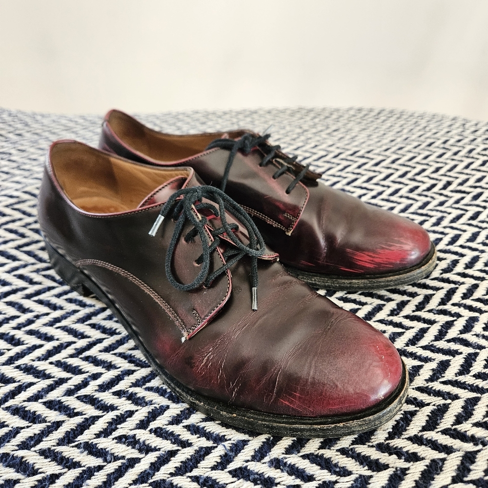 Fratelli|Rossetti Burgundy Red Leather Women's Oxfords: Size 37.5: Made in Italy